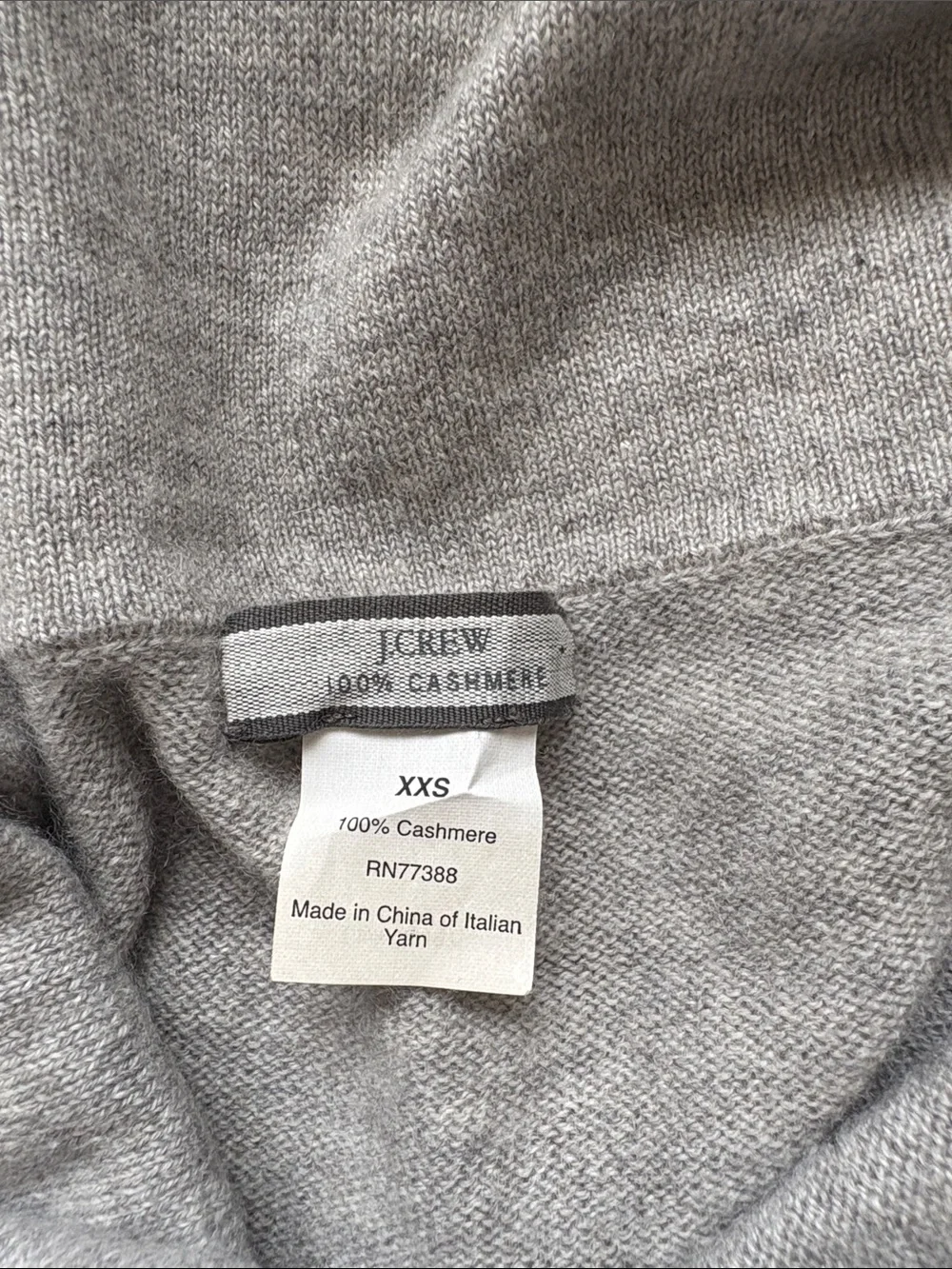 J. Crew Light Gray Cashmere Cowl Neck Sweater